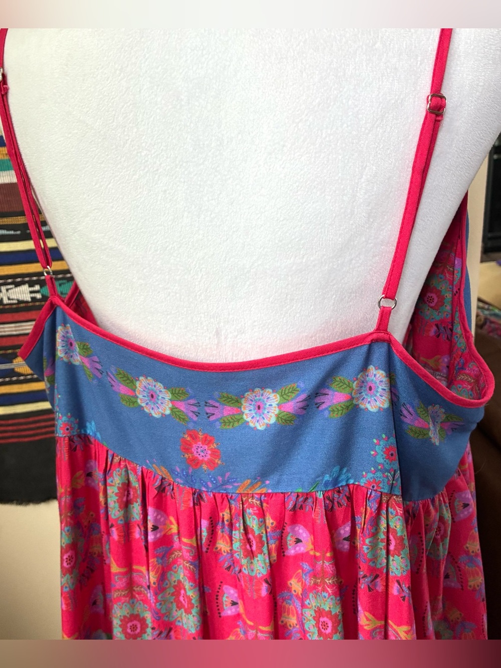 NATURAL LIFE Bright Floral Colorblock Sleeveless Dress - Blue & Pink & Turquoise - Picture 4 of 12
